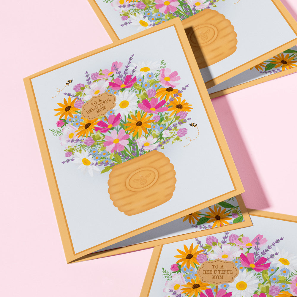 'Bee-u-tiful Mom' Queen Bee Plushpop Card & Bouquet Bundle