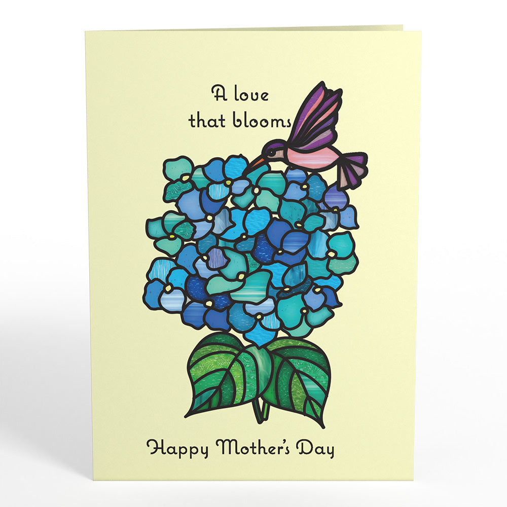 Happy Mother's Day Hydrangeas Suncatcher Card & Bouquet Bundle