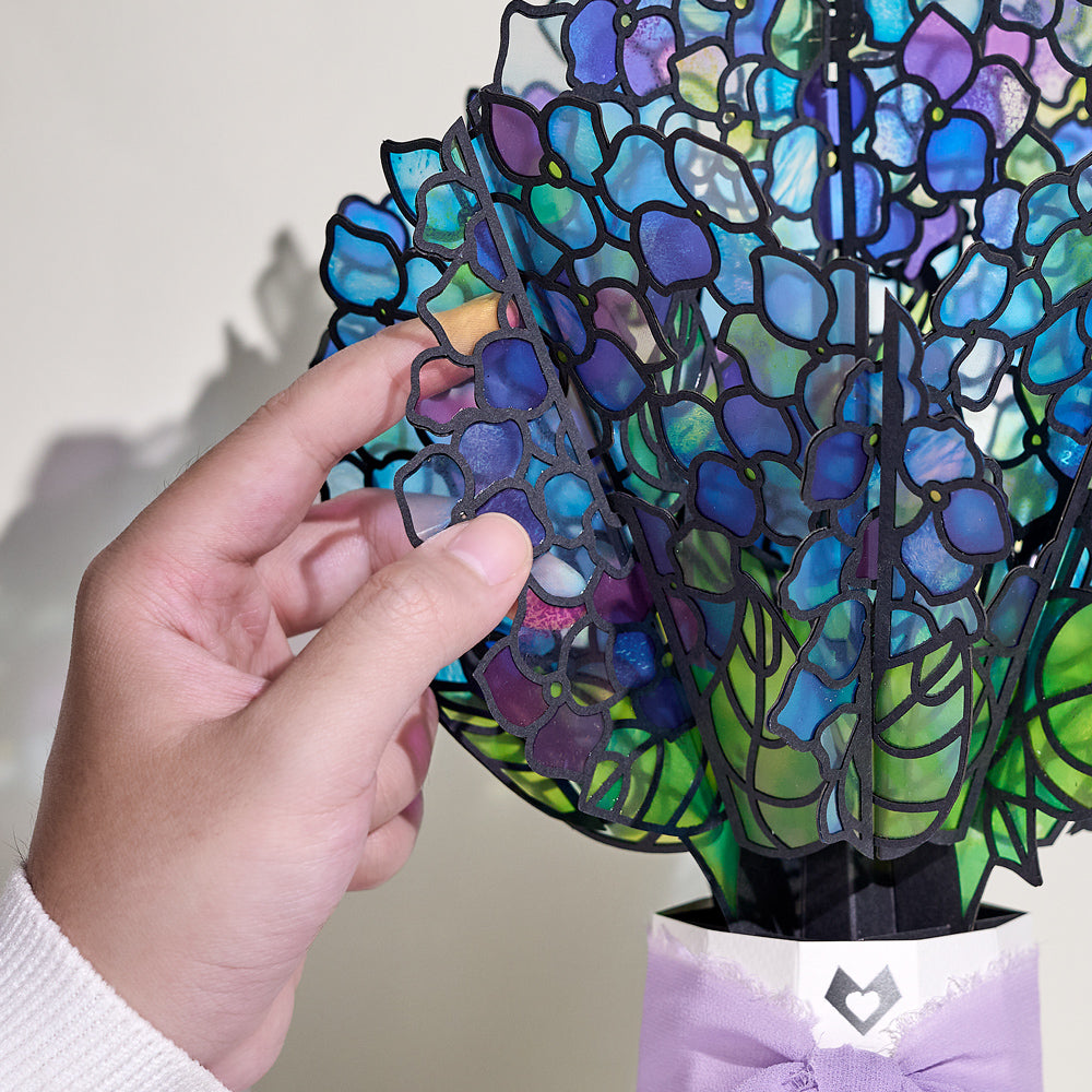 Happy Mother's Day Hydrangeas Suncatcher Card & Bouquet Bundle