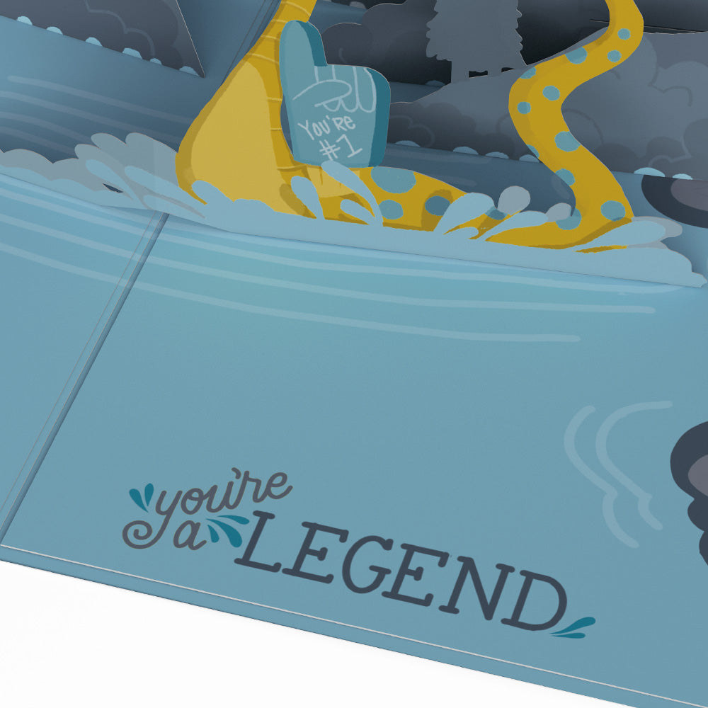 Dad You're a Legend Loch Ness Monster Pop-Up Card