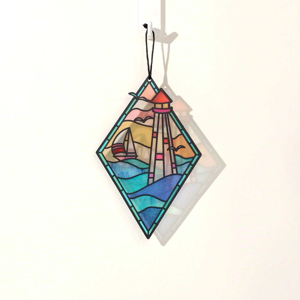 Sunshine and Sea Breezes Lighthouse Suncatcher Card
