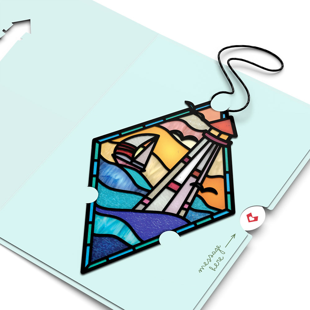 Sunshine and Sea Breezes Lighthouse Suncatcher Card