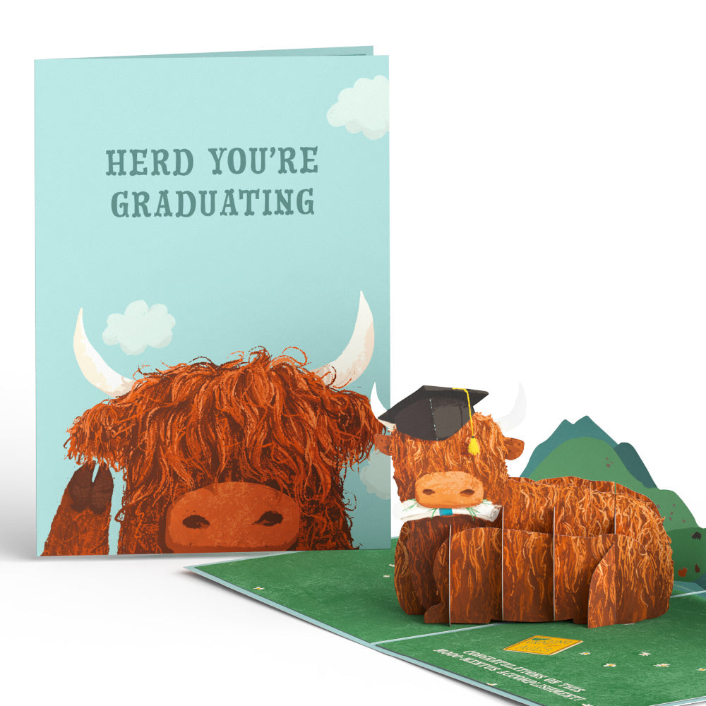 Heard You're Graduating Highland Cow Pop-Up Card