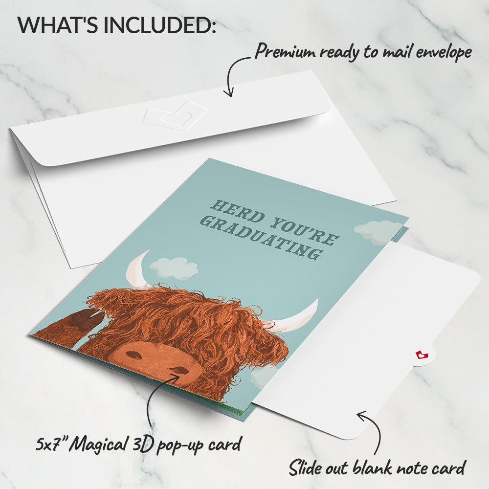 Heard You're Graduating Highland Cow Pop-Up Card