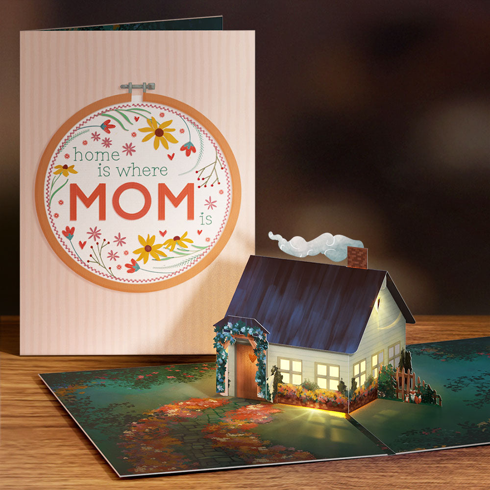Home Is Where Mom Is Light-Up Pop-Up Card & Luxe Bouquet