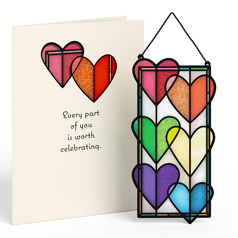 Rainbow Hearts Suncatcher Card