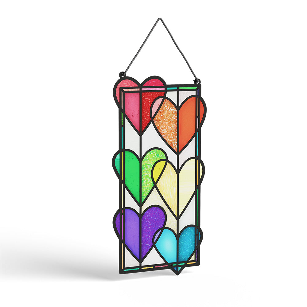 Rainbow Hearts Suncatcher Card