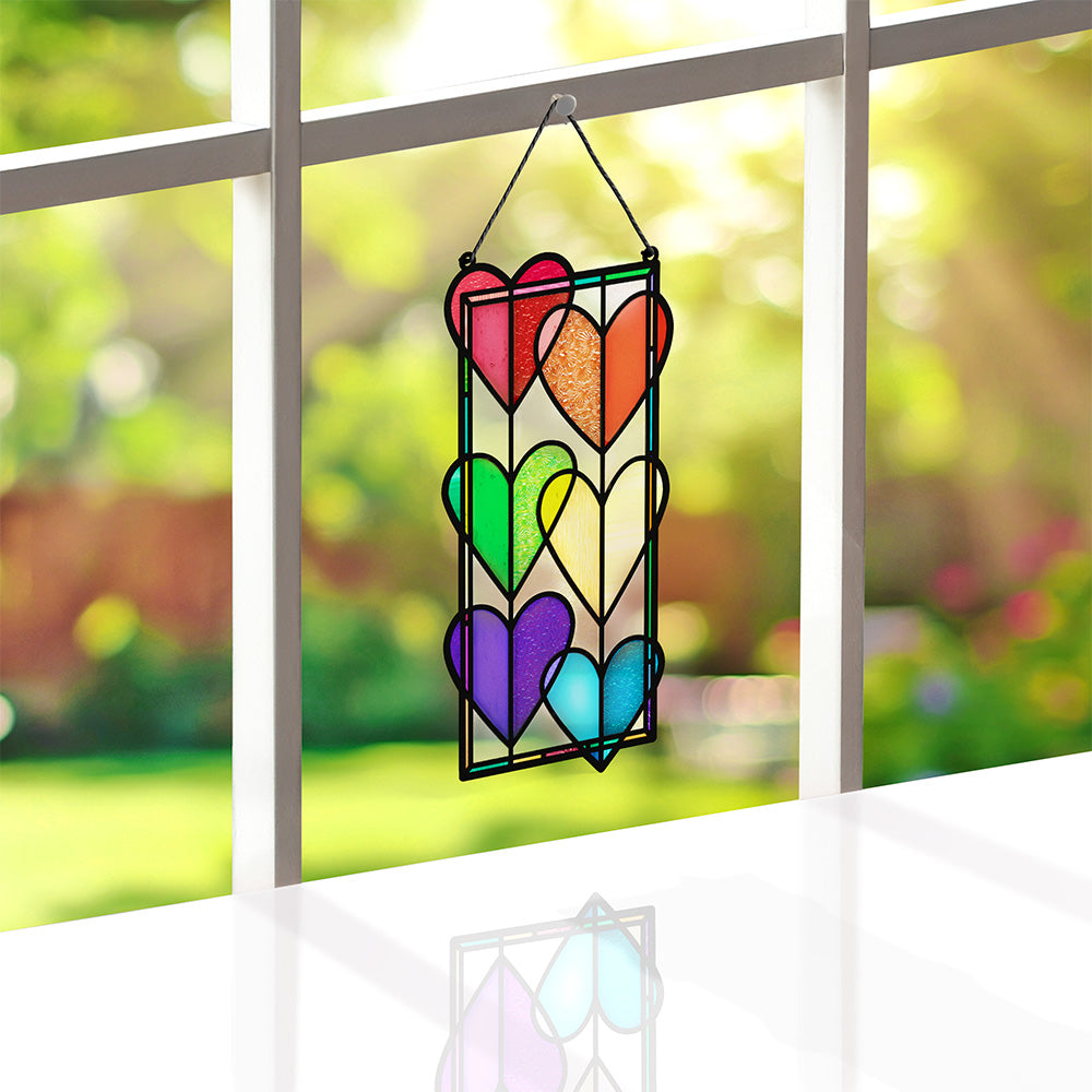 Rainbow Hearts Suncatcher Card