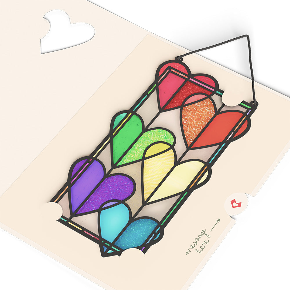 Rainbow Hearts Suncatcher Card