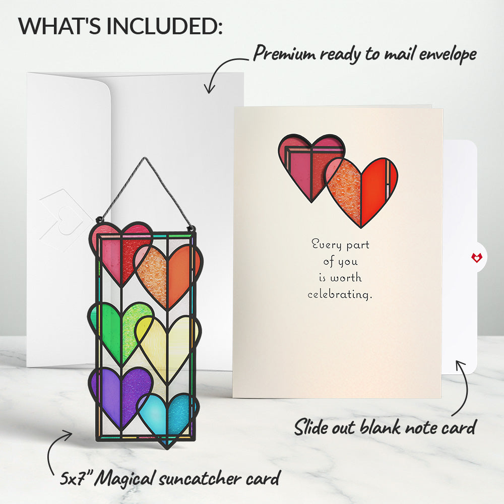 Rainbow Hearts Suncatcher Card