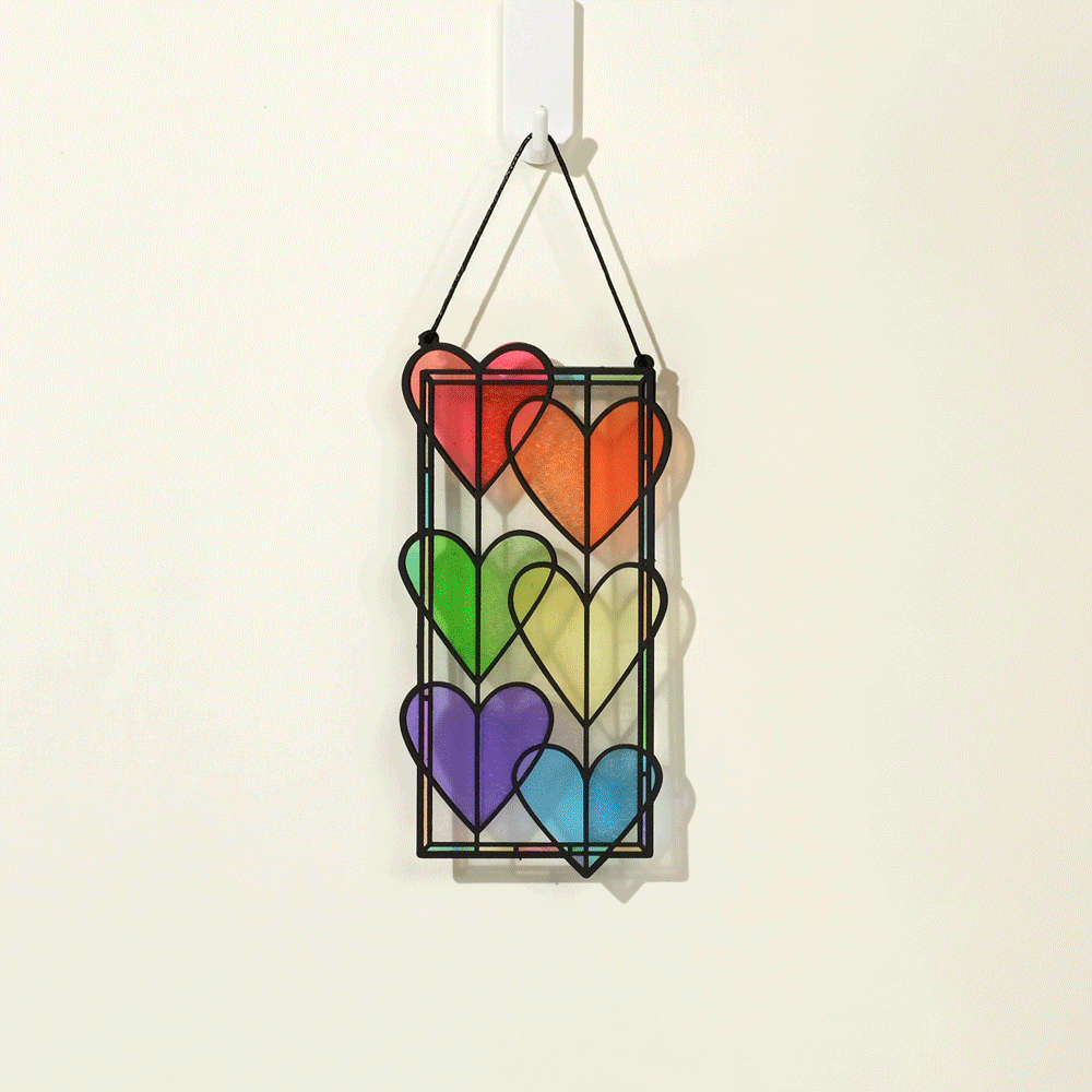 Rainbow Hearts Suncatcher Card