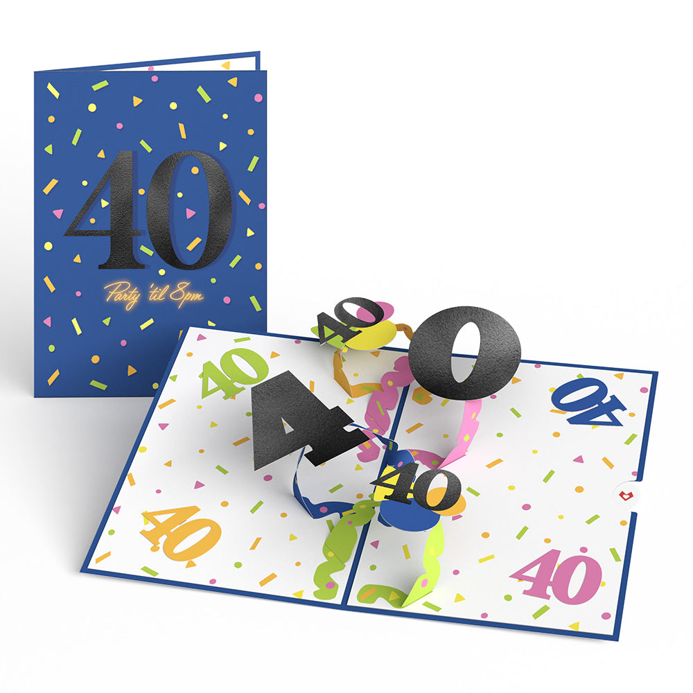 Party ’til 8pm 40th Birthday Pop-Up Card