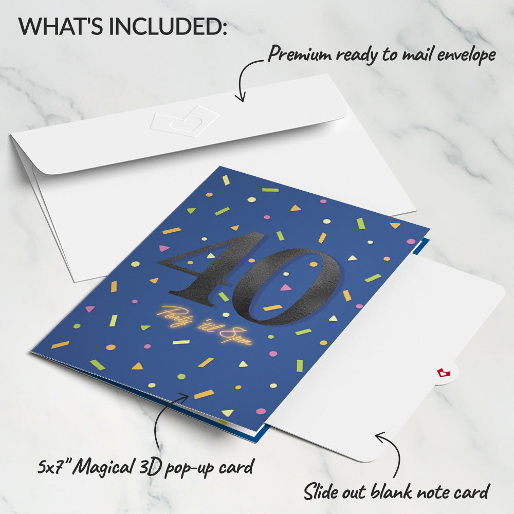 Party ’til 8pm 40th Birthday Pop-Up Card