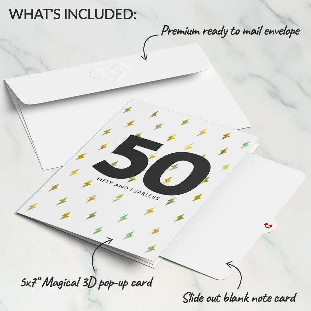 Fifty and Fearless 50th Birthday Pop-Up Card