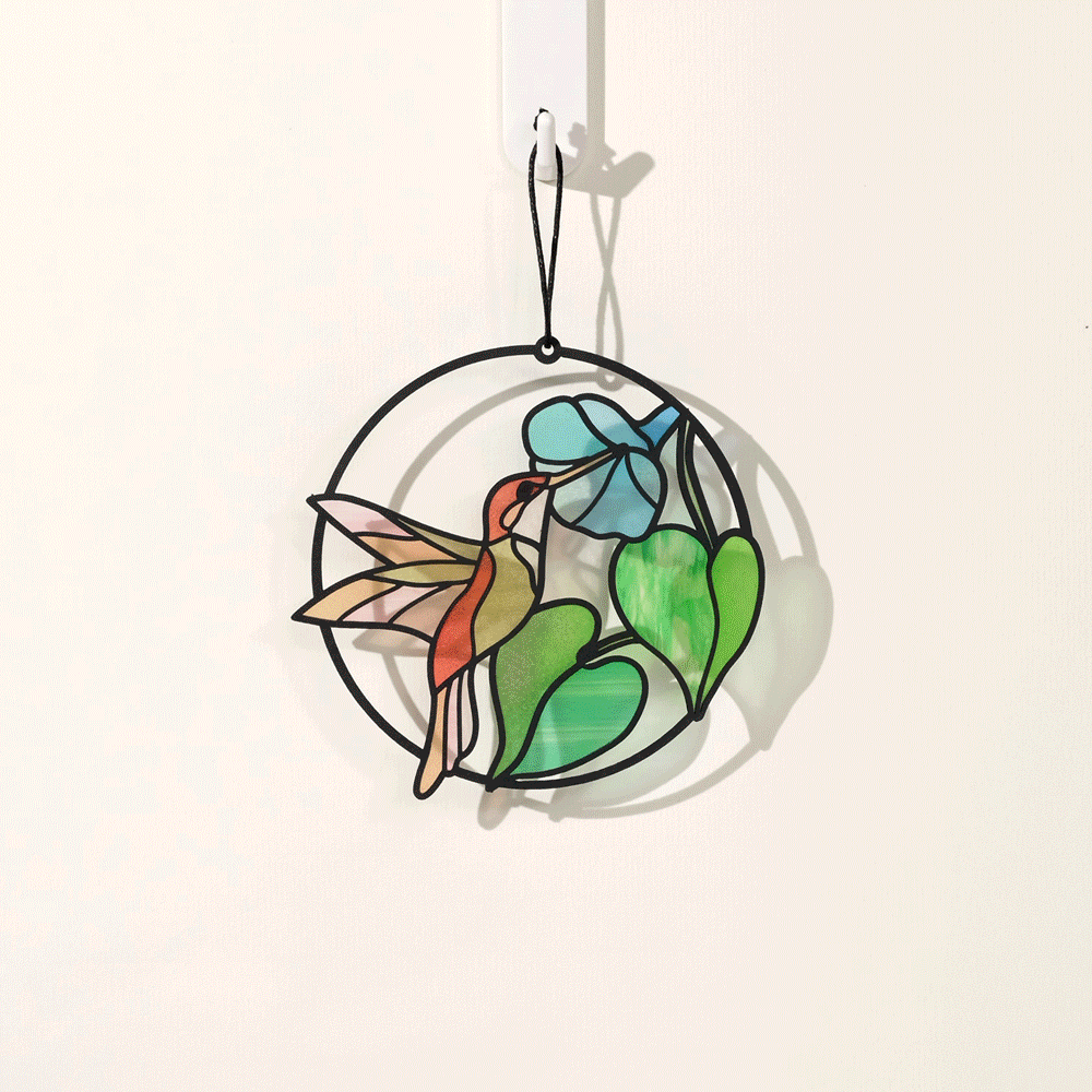 Smile to Your Heart Hummingbird Suncatcher Card