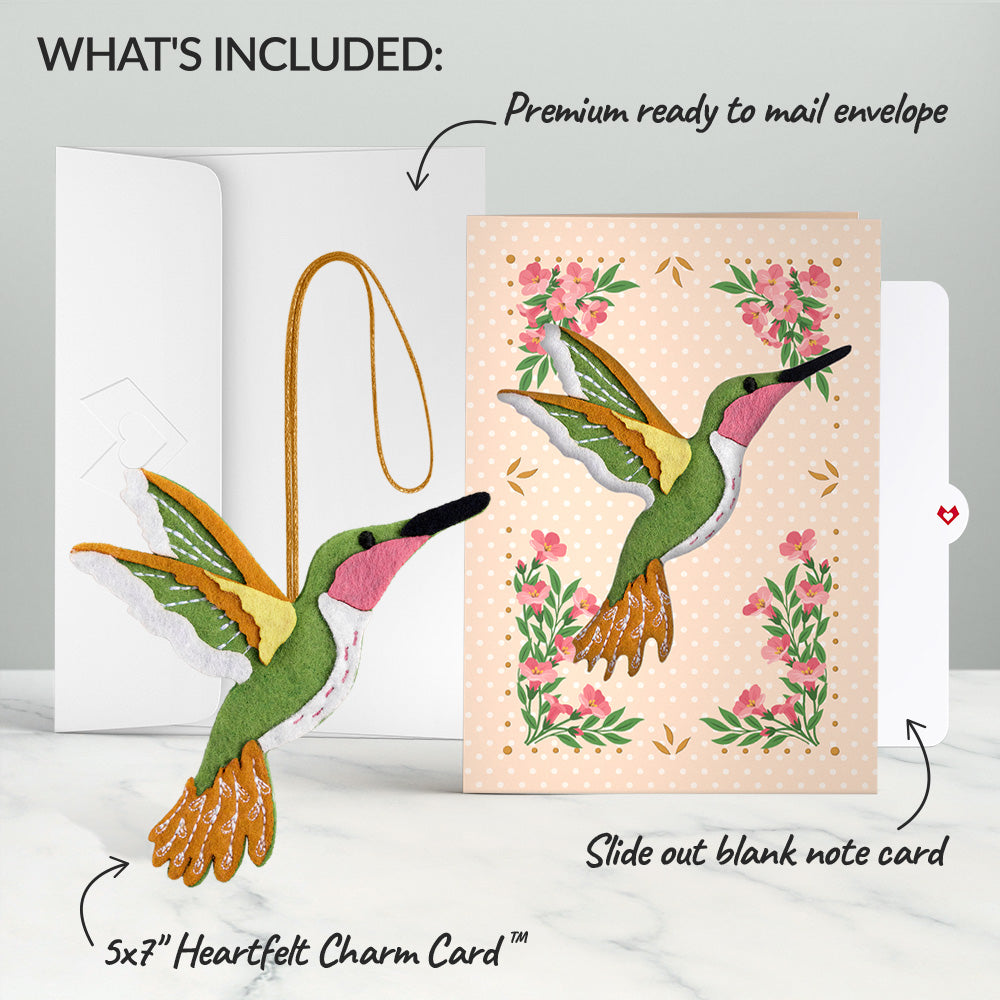 Serene Hummingbird HeartFelt Charm Card™