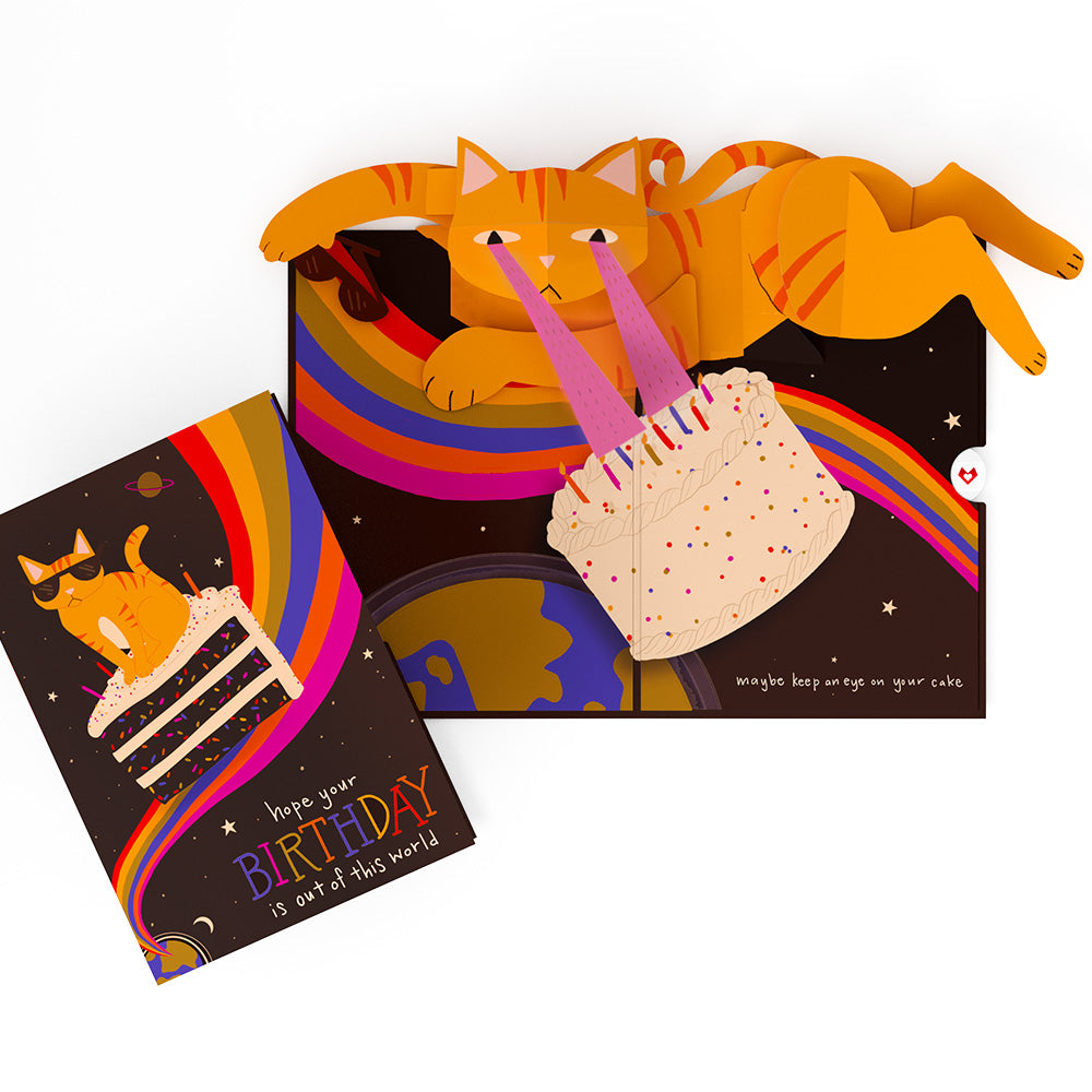 Out of this World Birthday Cat Pop-Up Card