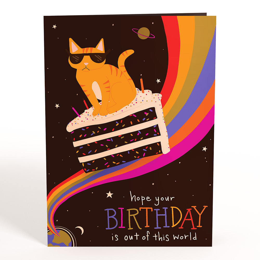 Out of this World Birthday Cat Pop-Up Card