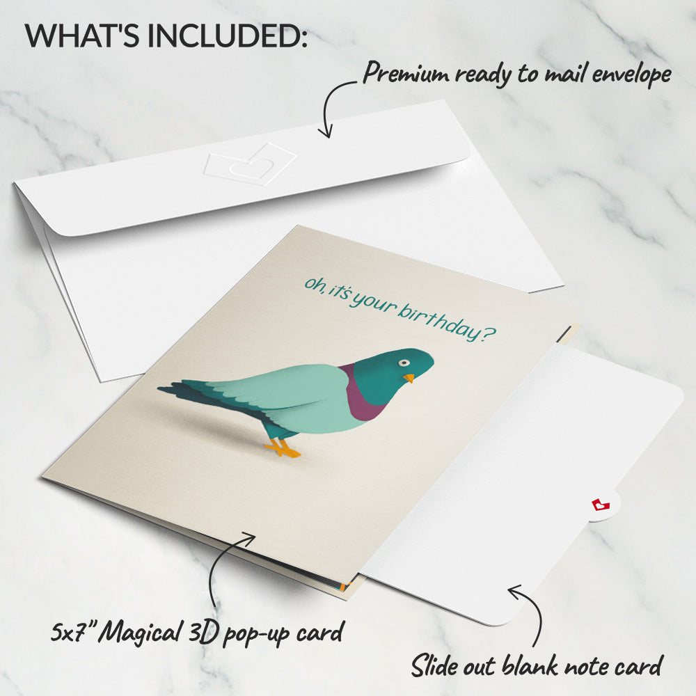 ‘That’s Coo’ Funny Pigeon Birthday Pop-Up Card