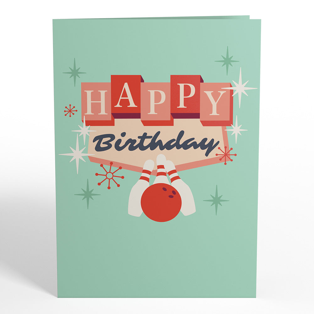 Retro Bowling Birthday Pop-Up Card