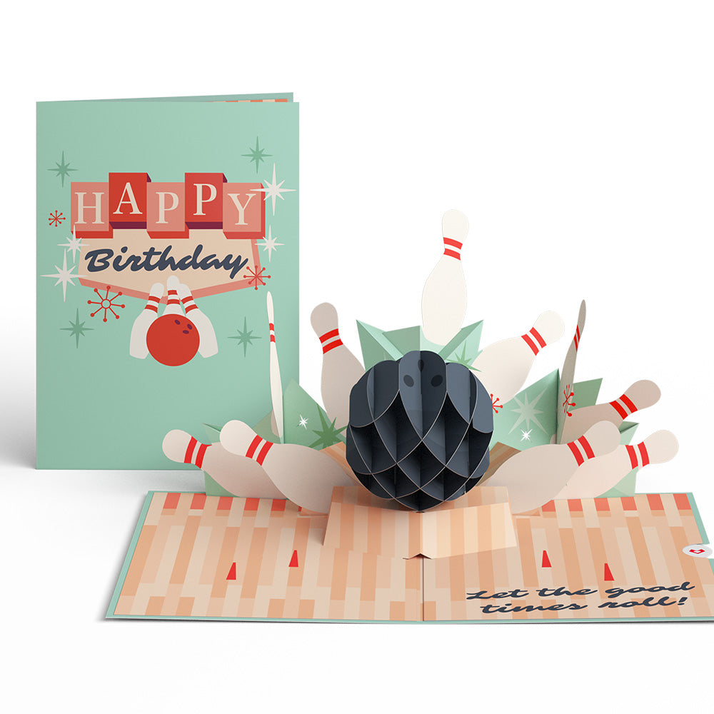 Retro Bowling Birthday Pop-Up Card