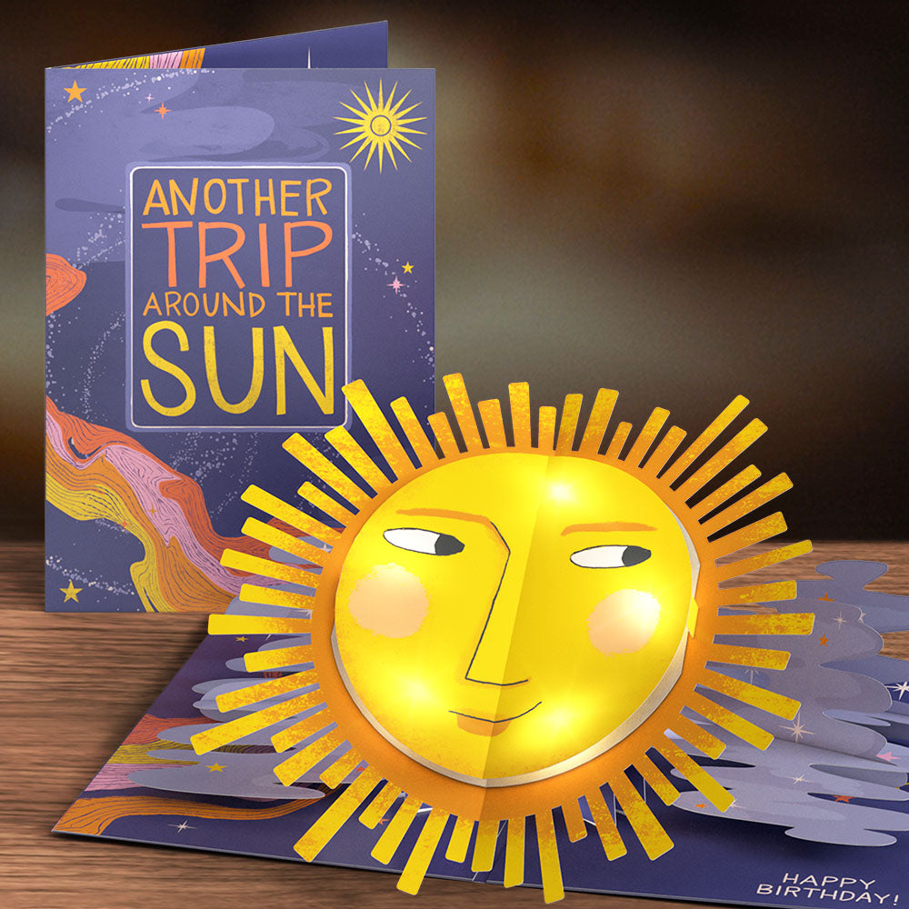 Another Trip Around the Sun Birthday Light-Up Pop-Up Card