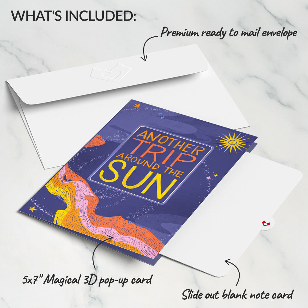 Another Trip Around the Sun Birthday Light-Up Pop-Up Card