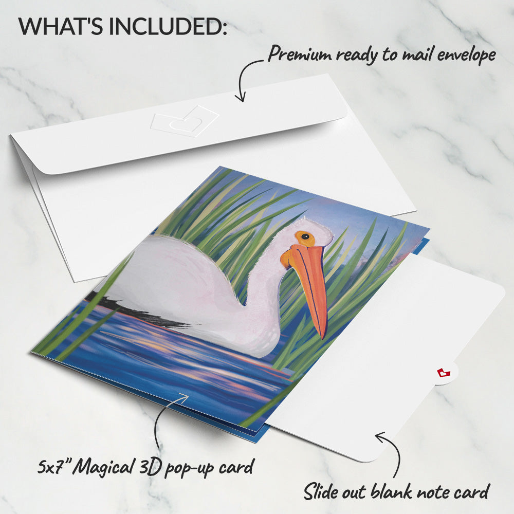 Pelican in the Marsh Pop-Up Card
