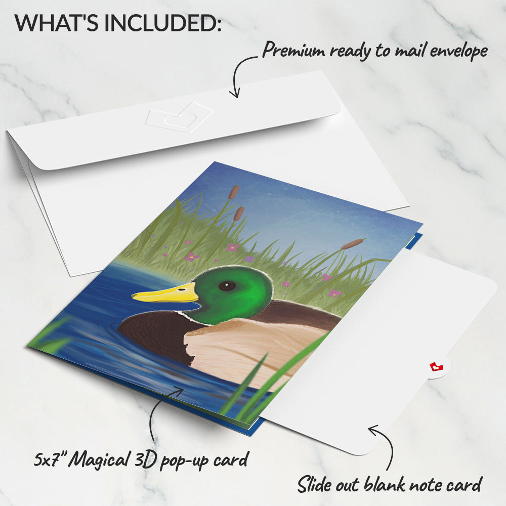 Pondside Mallard Ducks Pop-Up Card