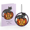 Spooky Vibes Halloween Cat Suncatcher Card