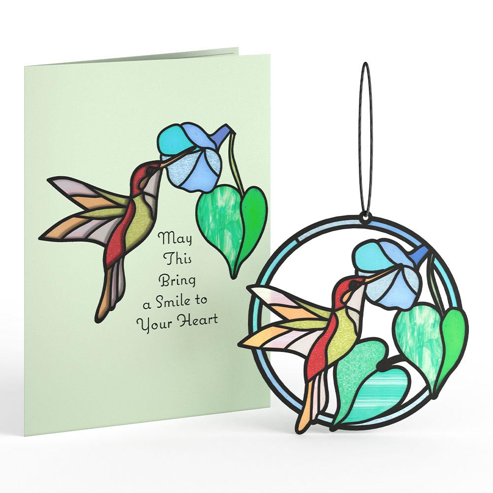 Smile to Your Heart Hummingbird Suncatcher Card