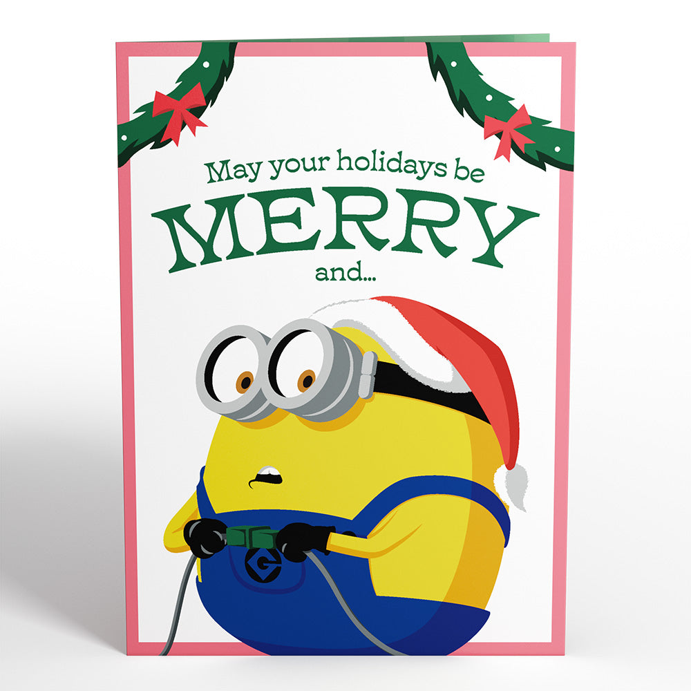 Minions Merry \u0026 Bright Light-Up Pop-Up Card – Lovepop, image size:1000x1000