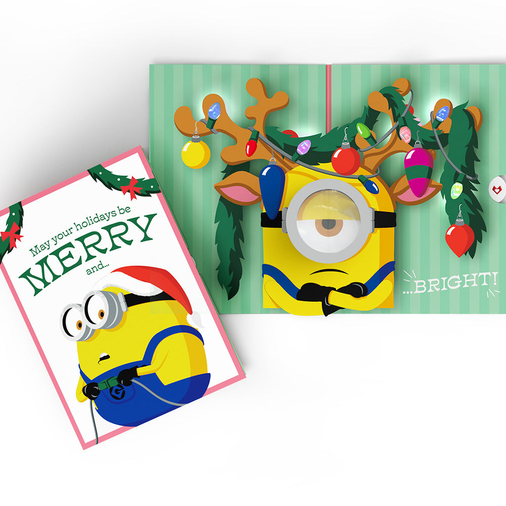 Minions Merry & Bright Light-Up Pop-Up Card