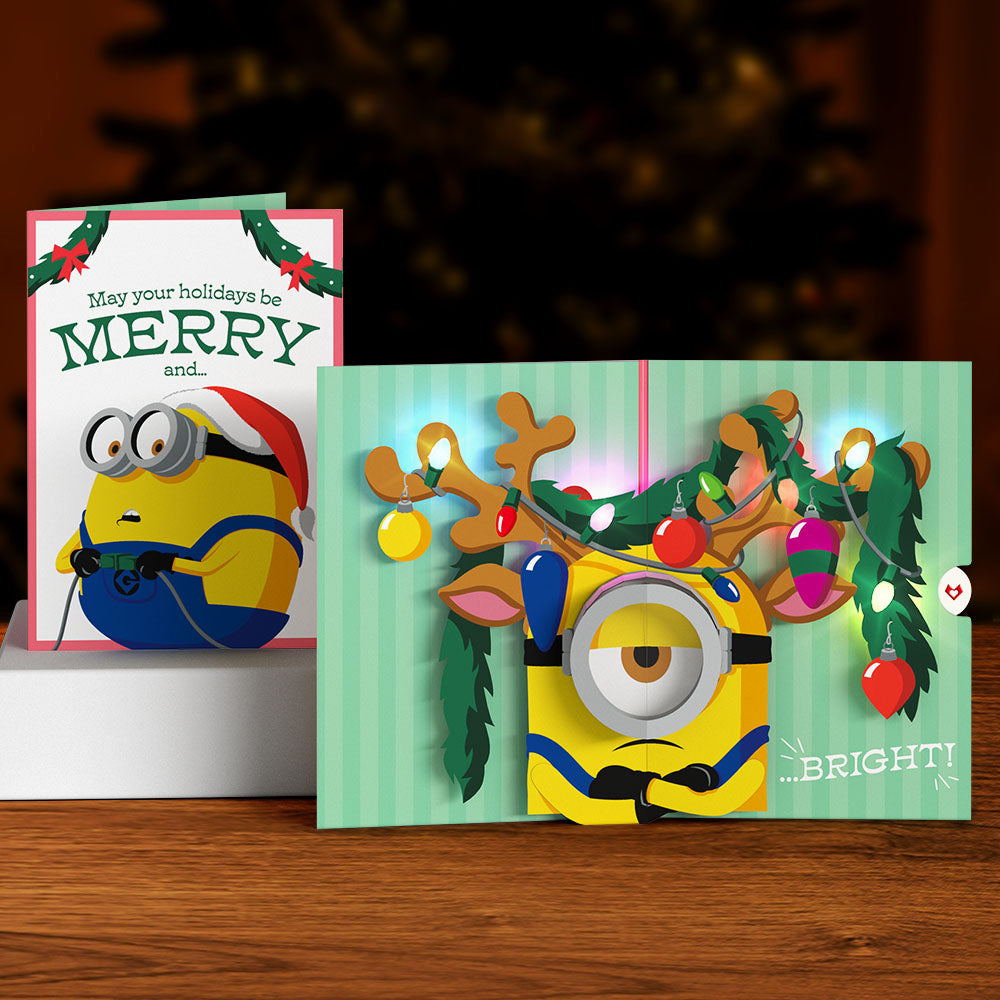 Minions Merry & Bright Light-Up Pop-Up Card