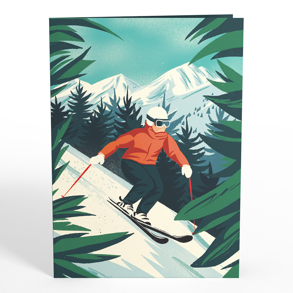 Mountain Ski Adventure Pop-Up Card