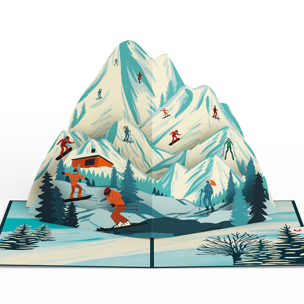 Mountain Ski Adventure Pop-Up Card