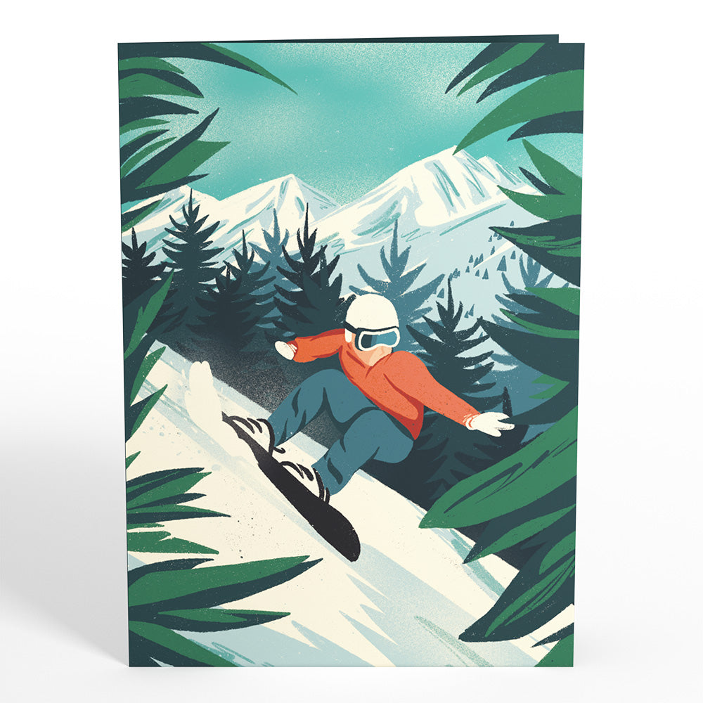 Mountain Snowboard Adventure Pop-Up Card