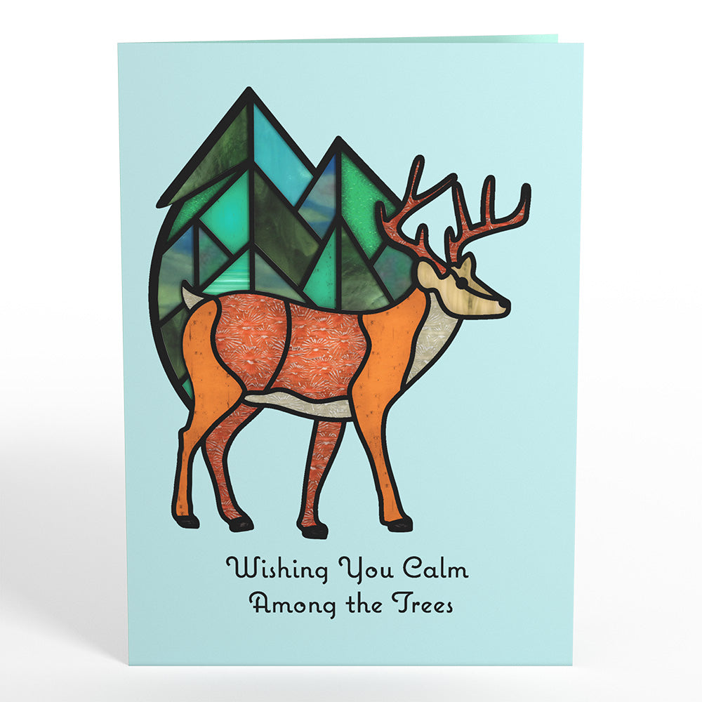 Calm Among the Trees Elk Suncatcher Card