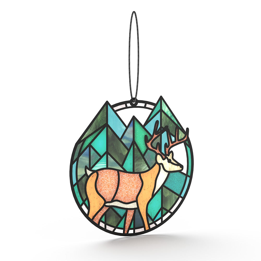 Calm Among the Trees Elk Suncatcher Card