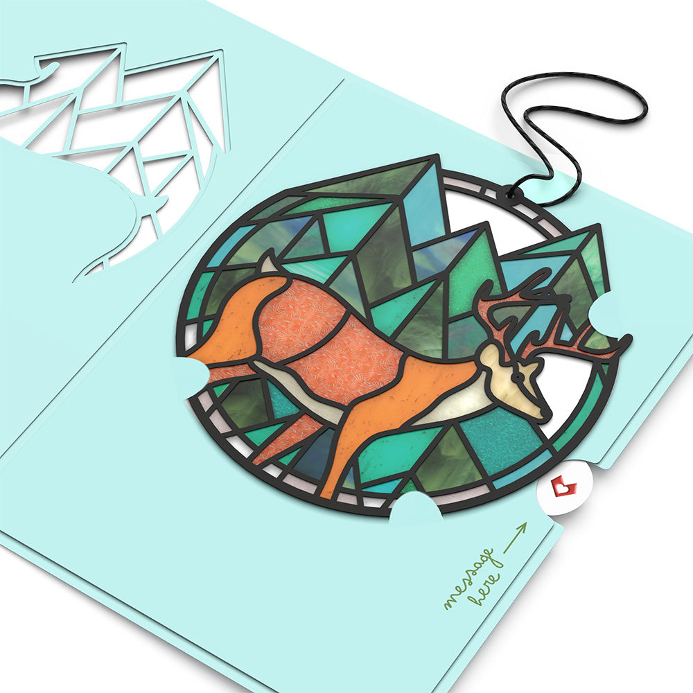 Calm Among the Trees Elk Suncatcher Card