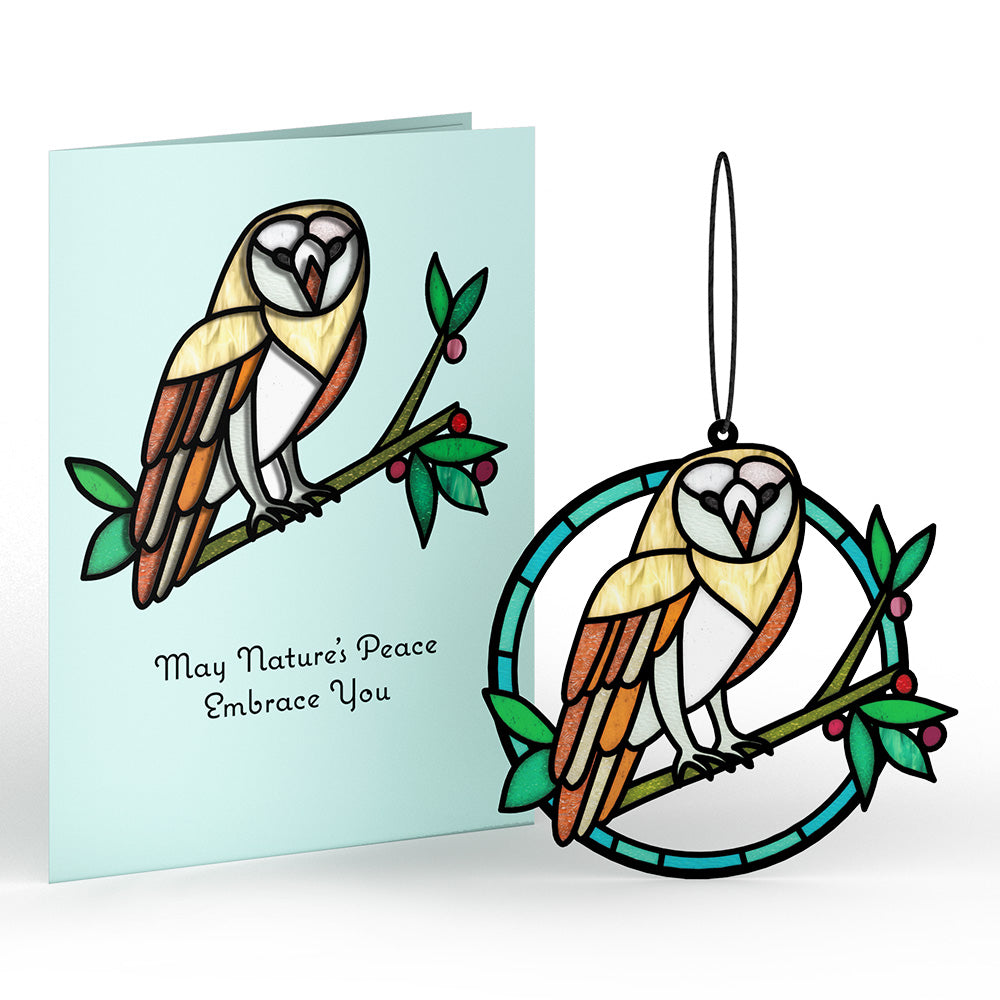 Nature's Peace Owl Suncatcher Card