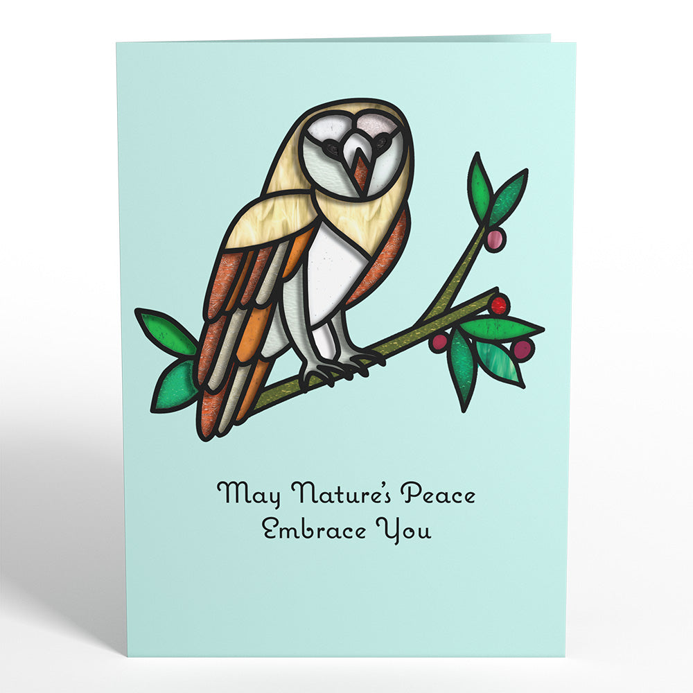 Nature's Peace Owl Suncatcher Card