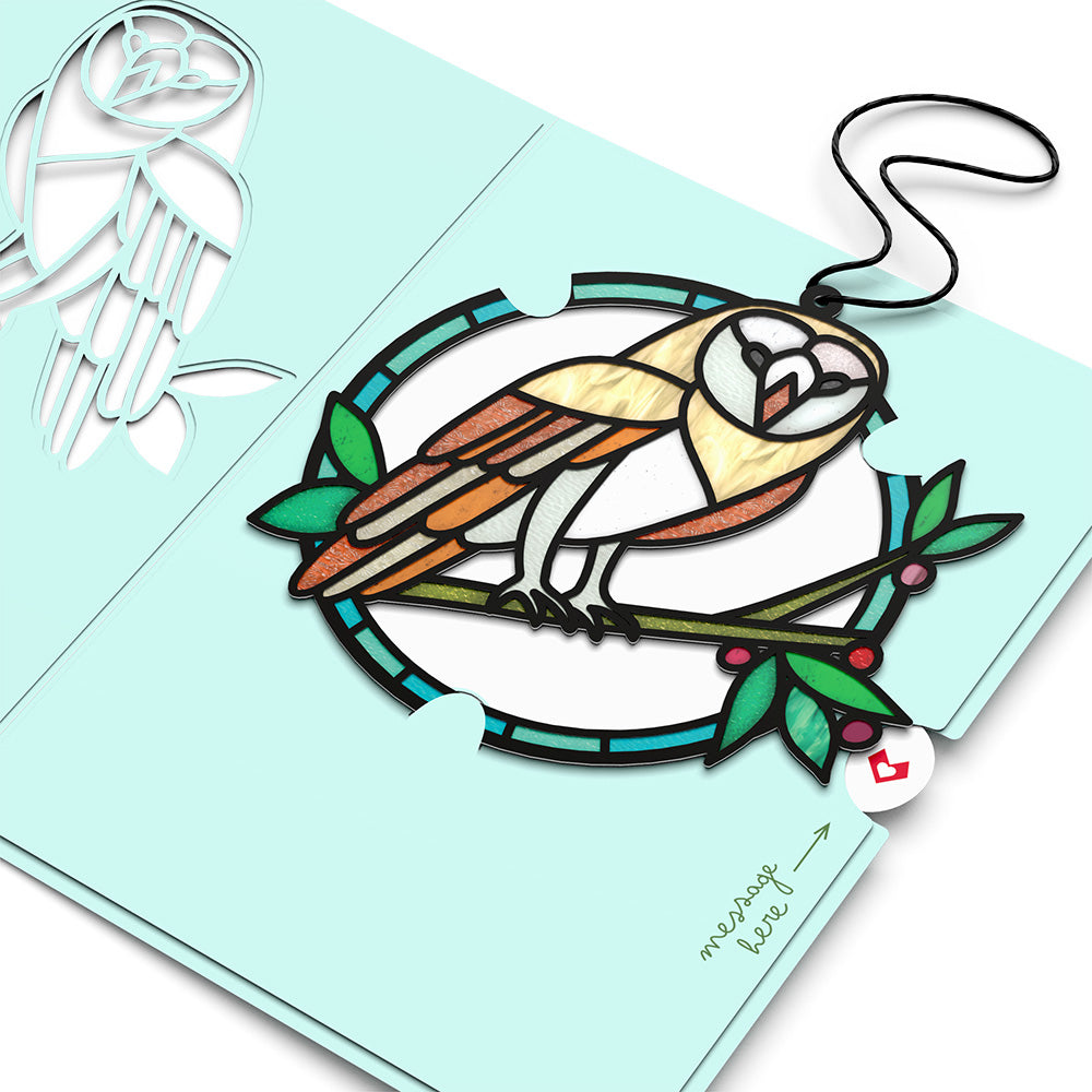 Nature's Peace Owl Suncatcher Card