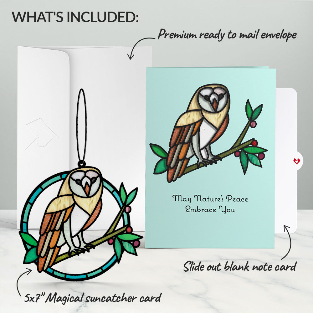Nature's Peace Owl Suncatcher Card