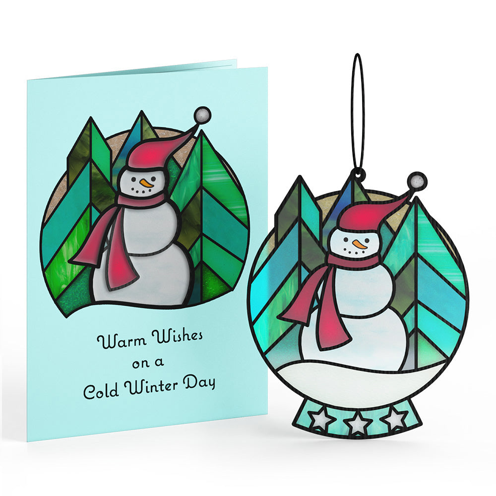 Warm Wishes Snowman Suncatcher Card