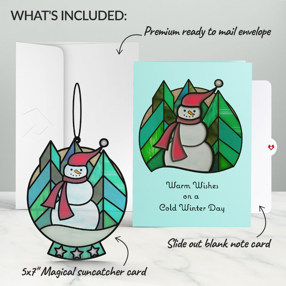 Warm Wishes Snowman Suncatcher Card