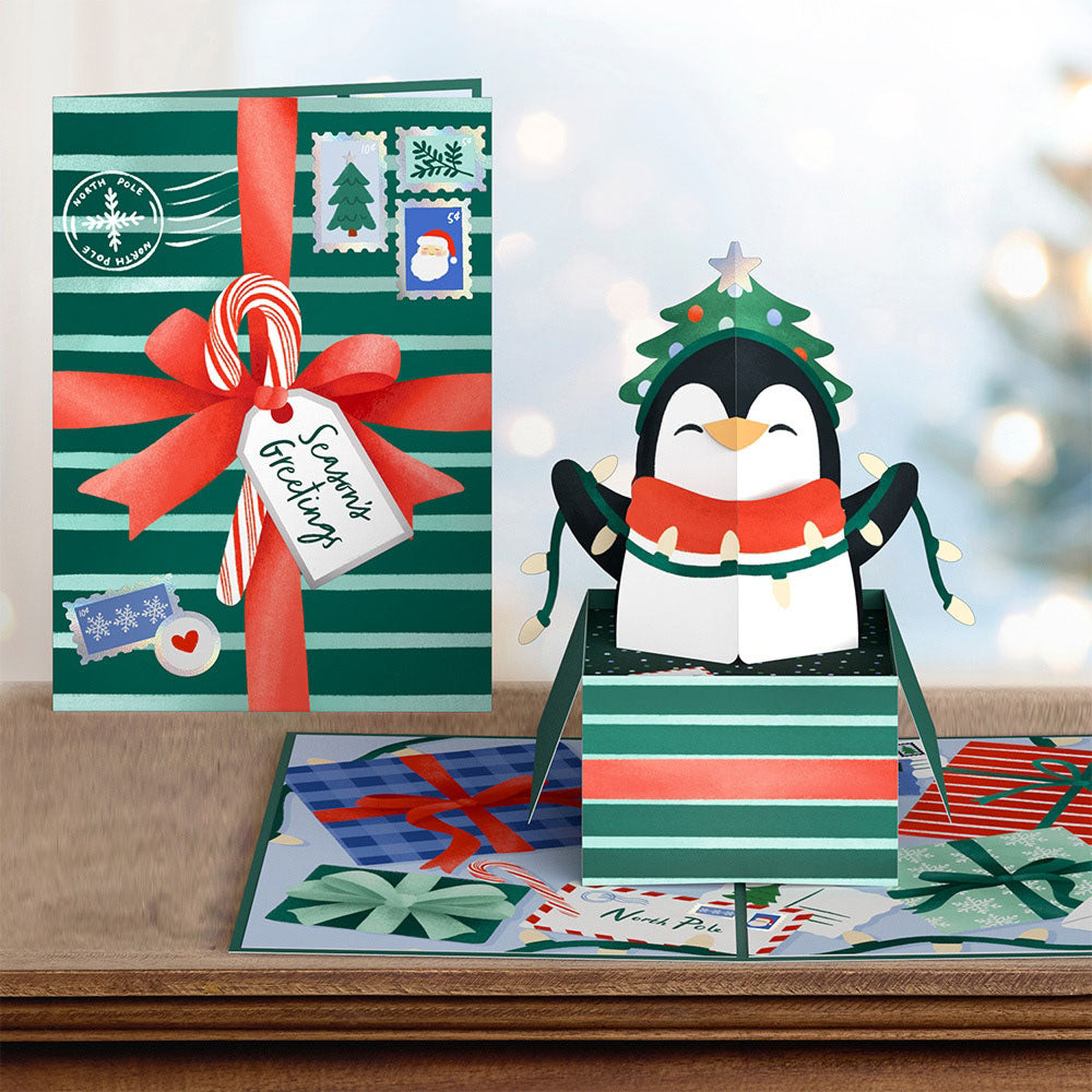 Season's Greetings Penguin Surprise Pop-Up Card
