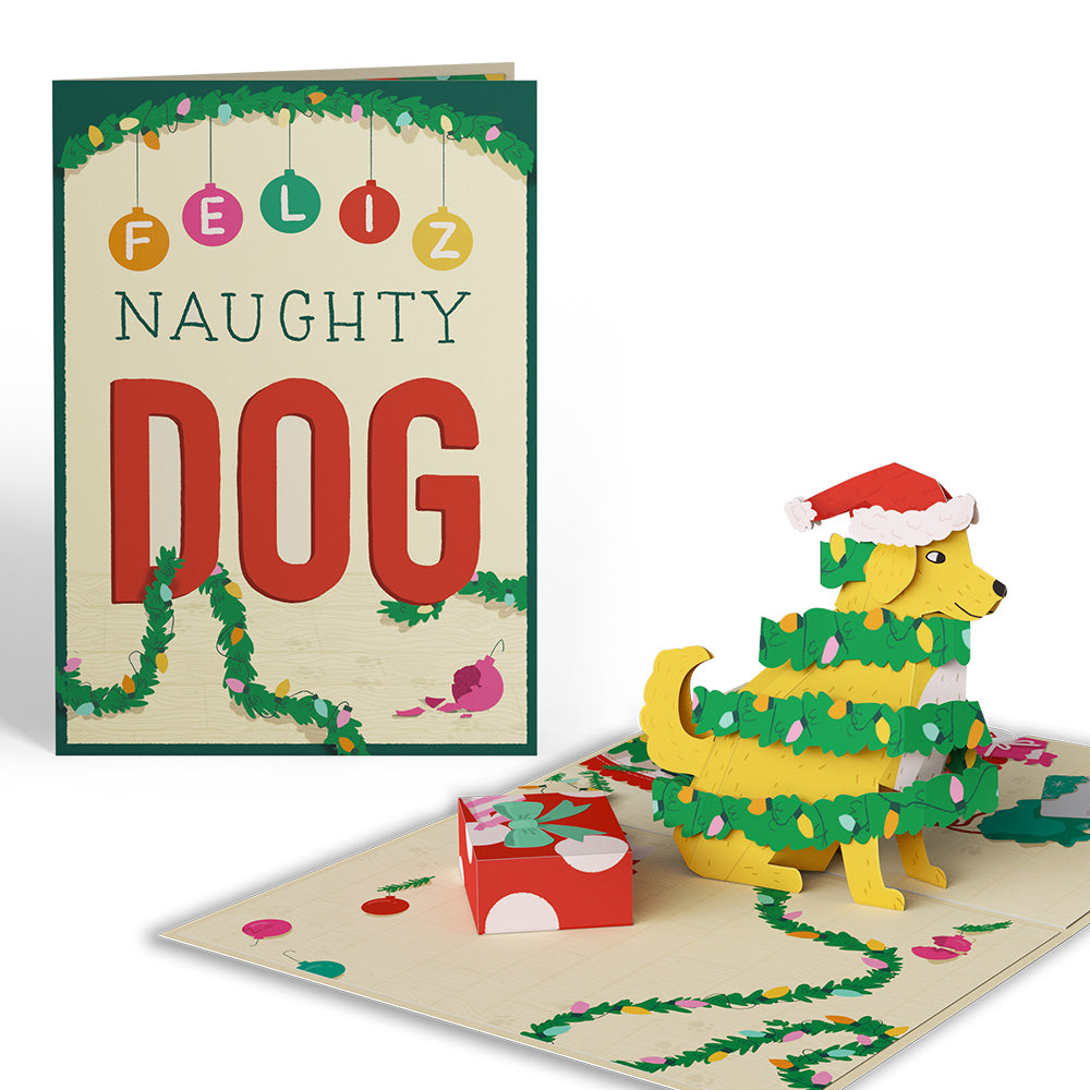 Feliz Naughty Dog Christmas Pop-Up Card