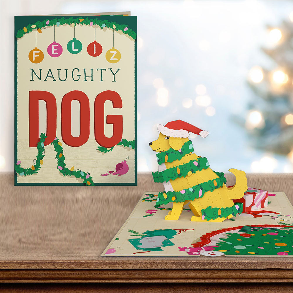 Feliz Naughty Dog Christmas Pop-Up Card
