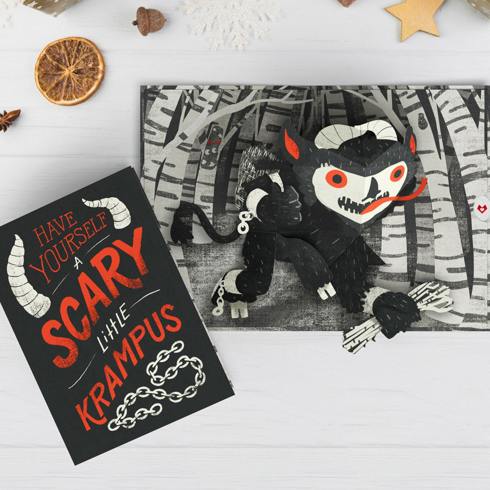 Scary Little Krampus Christmas Pop-Up Card